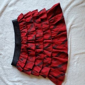 NWOT Black/Red Plaid Mini Skirt has 4-tier ruffles Polo by Ralph Lauren M